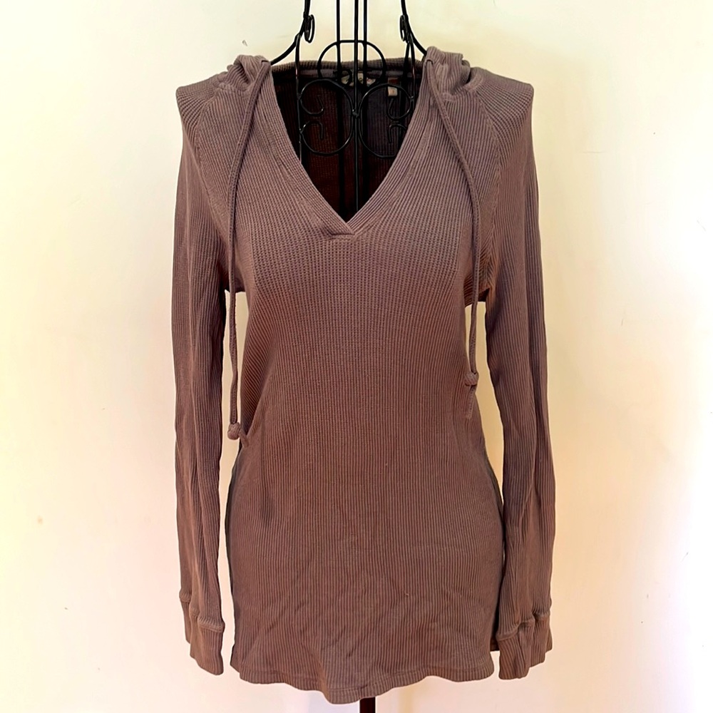 True Grit khaki waffle Henley top